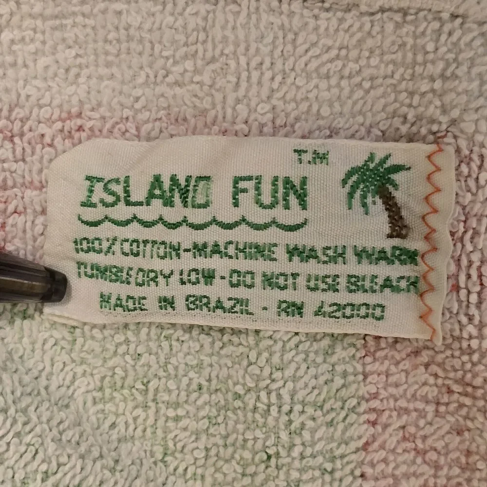 Vintage Tennis Beach Towel Cotton‎ 28x50 Island Fun 1980s